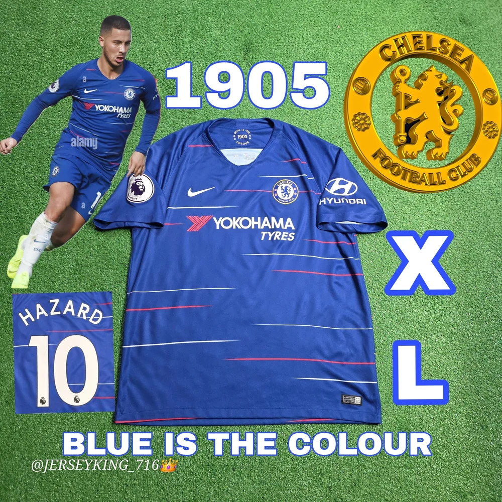 Nike Chelsea FC Eden Hazard #10 2018/2019 Home Blue Jersey XL EPL Patch